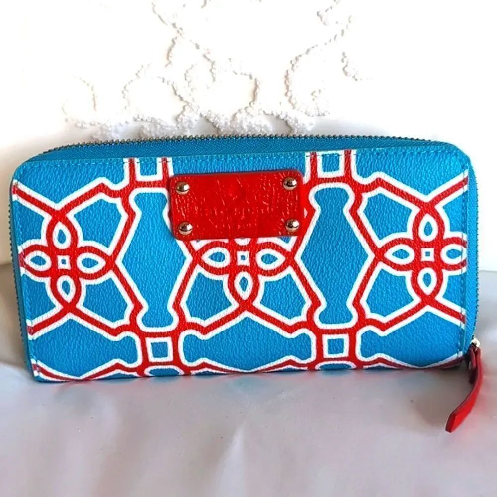 Kate Spade Turquoise Flame New York Moroccan Market Zip Around Wallet ♥️ NWOT